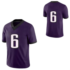 Maillot de football américain personnalisé pour homme, violet, col en V, manches courtes, polyester anti-humidité, numéro d'équipe 6, impression par sublimation - Product Image 6