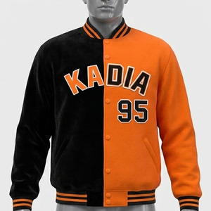 Streetwear <b>Canvas</b> Varsity Bomber <b>Jacket</b> Contrast Colors Button Custom Logo Windproof Breathable Men's <b>Jackets</b> - Product Image 2