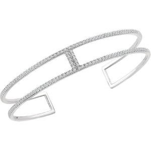 2 Carats Round LAB - GROWN Diamond Cuff Bracelet <b>Solid</b> White <b>Gold</b> 14K Jewelry - Product Image 2