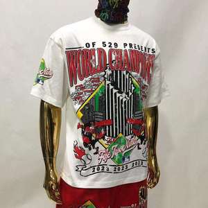 Camiseta Gráfica Vintage para Hombre, Oversize, de Algodón, con Estampado de Campeones Mundiales de Béisbol 2026, Estilo Retro, Streetwear, Hip Hop, Holgada - Product Image 3