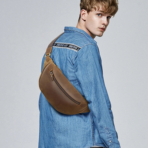 Bolso de Pecho de Cuero Genuino para Hombre, Minimalista, con Cierre de Cremallera, Gran Capacidad, para Uso Diario en Todas las Estaciones - Product Image 5