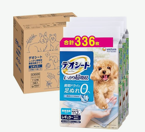 แผ่นรองซับฉี่สัตว์เลี้ยงยูนิชาร์ม ดีโอ ชีท ขนาด 44x32 ซม. ซึมซับดีเยี่ยม กำจัดกลิ่น สำหรับลูกสุนัขและสุนัขสูงวัย 112 แผ่น ขนาดปกติ - Product Image 1