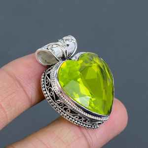Pendentif cœur en topaze citron faite à la main, bijoux en argent sterling 925, collier en pierre précieuse naturelle, cadeau pour elle - Product Image 2