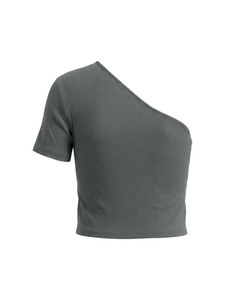 Sexy One Shoulder Rib Knit Crop T Shirt Fashion Asymmetrical Neck Crop Top Women Y2K Ribbed One Shoulder Slim Fit Tee Summer - Product Image 2