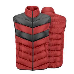 <b>Men's</b> Red And <b>Black</b> Color Blocked Puffer <b>Vest</b> Stand Collar Windproof High Quality Premium <b>Vest</b> Casual Winter Outer Wear OEM - Product Image 5
