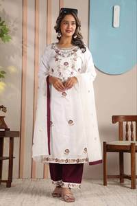 Ensemble élégant de kurta et pantalon en pur coton avec dupatta pour femmes et filles - Product Image 2