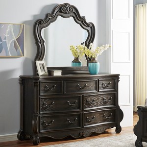 Steve Silver Rhapsody <b>Panel</b> Bed features a luxurious dark black finish and an upholstered <b>headboard</b> with button tufting - Product Image 2