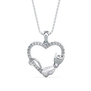 Collier pendentif chaton dans un cœur en moissanite, en argent sterling 925, classique pour femme, idéal pour les cadeaux d'anniversaire - Product Image 3