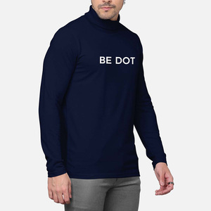 <b>Men's</b> O-Neck Long Sleeve Polyester Knitted Casual <b>Top</b> Breathable Solid White Text Navy Blue - Product Image 4
