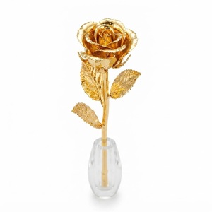 Regalo Romántico para el Día de la Madre o San Valentín, Flores Preservadas al por Mayor, Tallo Recubierto de Lámina Real, Flor de Lujo Recortada, Rosa Bañada en Oro - Product Image 1