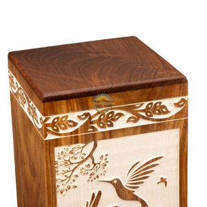 Urne funéraire en bois de rose sculptée à la main AYAANS, très vendue, pour cendres d'adultes, urnes funéraires en gros (6X6X11)IN - Product Image 2