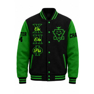 เสื้อแจ็คเก็ตวาร์ซิตี้ Chi Eta Phi สีดำเขียวสำหรับผู้ชาย ปักลายตัวอักษร บริการเพื่อมนุษยชาติ 32 บทที่ 4 เสื้อแจ็คเก็ตลำลอง - Product Image 2