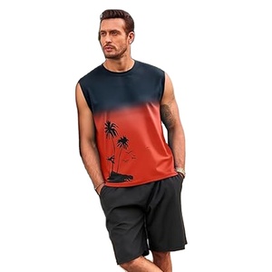 Débardeurs pour hommes personnalisés en usine, respirants, style plage, imprimés, en polyester - Product Image 1