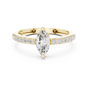 18K Yellow Gold Marquise Cut <b>Diamond</b> Engagement <b>Ring</b> for Women | Pave Set Solitaire <b>Diamond</b> <b>Ring</b> | Luxury Fine Jewelry - Product Image 2