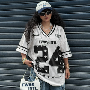 Camiseta de Béisbol Vintage Y2K para Hombre, Personalizada con Serigrafía, Transpirable, Ecológica, Cuello en V, Camiseta de Fútbol Americano OEM - Product Image 4