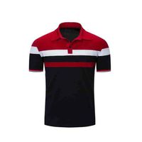 Herenshirt met korte mouwen, kleurblokken, gestreept, casual gebreid, regular fit, zwart, rood, wit, grijs design