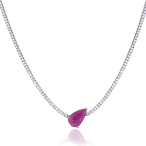 Collier pendentif rubis taille triangle en argent 925 avec chaîne serpent et sertissage griffe, bijou classique pour femme au quotidien - Product Image 3
