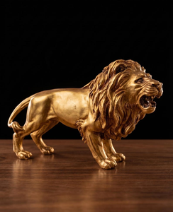 Figura de León de Latón Hecha a Mano, Escultura de León Rugiente, Estatua de Animal Salvaje Majestuoso, Decoración de Lujo para Mesa de Hogar u Oficina - Product Image 5