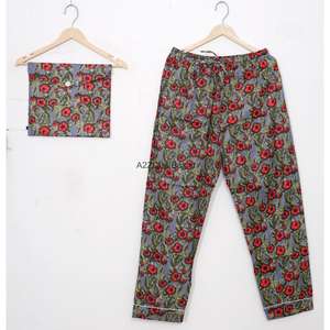 Conjunto de Pijamas para Mujer Hechos a Mano 100% Algodón, Transpirables, de Lujo, para Todas las Temporadas, Manga Larga, Estampado Floral, Cómodos - Product Image 3