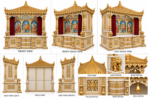 Mandir de prière hindou en bois massif sculpté à la main, style palais Maharaja, artisanat népalais, pour la maison, unité de prière en bois massif, Royaume-Uni - Product Image 5