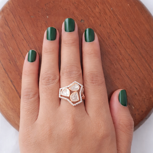 18ct Gold Pear Cut Cubic Zirconia Cluster Halo <b>Ring</b> for Women Luxury Geometric <b>Statement</b> Design Wedding Party Fine Jewelry Gift - Product Image 2