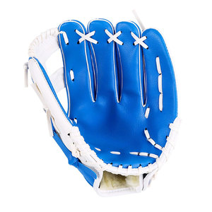 Gant de baseball à doigts entiers bleu et blanc en PU pour droitier avec fermeture auto-agrippante antidérapant toutes saisons pour adulte H Web - Product Image 1