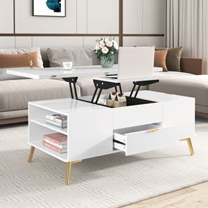 Mesa de Centro Moderna Multifuncional con Tapa Elevable y Cajones, Mueble Versátil - Product Image 4