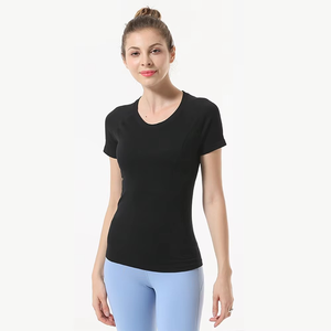 Quick Dry Women's O-Neck Short Sleeve Knitted T-<b>Shirt</b> Slim Fit Breathable Casual Spring Summer Wear Stretchy Comfortable - Product Image 2