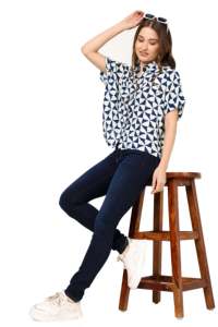 Conjunto de Mujer con Estampado Geométrico, Corte Regular, Estilo Casual, Ligero, Cómodo, Ropa de Moda Diaria, Rayón, Botones - Product Image 5