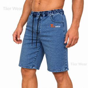 Shorts en jean pour hommes, déchirés, délavés, 100% coton extensible, décontractés, streetwear d'été, vintage, coupe slim, personnalisés ODM - Product Image 2