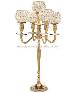 metal decor candelabra crystal beads five arms decorative Candelabra candelabra - Product Image 3