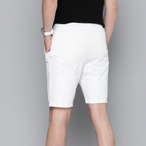 Pantalones Cortos Bermuda de Algodón Blanco para Hombre con Cintura Ajustable con Cordón y Bolsillos, Estilo Casual, Corte Medio, Color Sólido, Calidad Premium - Product Image 3