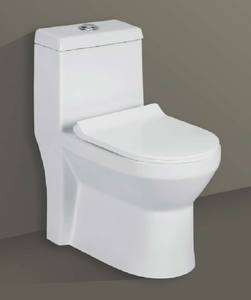 Inodoro de una pieza GRACY-5001 para uso en villas modernas, baños escolares y hoteles, con descarga por arrastre y sifón en P alargado. - Product Image 3