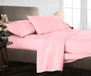 Luxury 300tc Pink Cotton Modern Woven Bed <b>Sheet</b> Set Queen <b>Size</b> 4 Piece Hotel Style Soft Breathable Bedding - Product Image 2