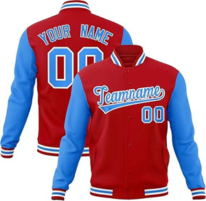 Chaqueta Varsity para Hombre en Rojo y Negro con Bloques de Color, Cuello Alto, Botones a Presión, Estilo Letterman, Forro Interior Suave y Costuras Impecables - Product Image 4