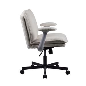 Sedia da Ufficio con Telaio Incrociato e Rotelle, Design Ergonomico a Gambe Incrociate, Braccioli Pieghevoli, Seduta Ampia Imbottita - Product Image 4