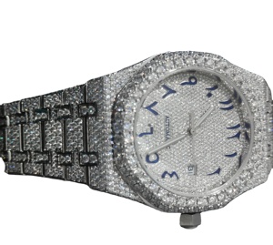 นาฬิกาควอตซ์ Eta สีทองระยิบระยับออกแบบได้เองนาฬิกาข้อมือผู้ชายสายเพชรอาหรับหรูหราดูมีเอกลักษณ์นาฬิกานาฬิกานาฬิกาบุรุษ41มม. ที่ไม่เหมือนใคร - Product Image 1