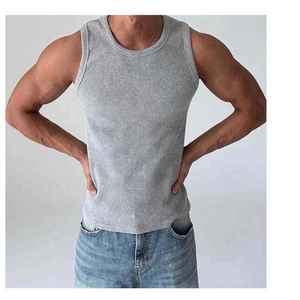Wholesale <b>Men's</b> Breathable Front Workout Fitness Bodybuilding Gym Sleeveless Singlet <b>Vest</b> <b>Stringer</b> Tight Tank Top - Product Image 2