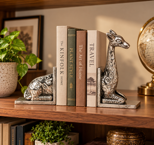 Lot de 2 serre-livres girafe en aluminium, sculptures d'animaux décoratives en métal, pour bibliothèque et bureau - Product Image 4