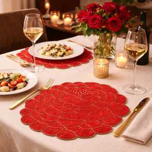 Beaded Glass Customized <b>Table</b> Place Mat and <b>Pads</b> with Bohemian Design Reusable Home Decor and Dining <b>Table</b> <b>Protector</b> - Product Image 1