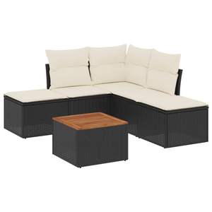 Black Garden <b>Sofa</b> <b>Set</b> D0100XFN6BJ UV Resistant PE Rattan Waterproof Outdoor Furniture Contemporary Design - Product Image 2