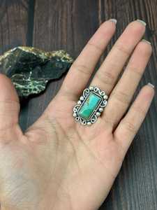 Natural Kingman Turquoise Adjustable <b>Ring</b> Handcrafted Sterling <b>Silver</b> Artisan Southwestern Jewelry <b>Statement</b> Band - Product Image 4