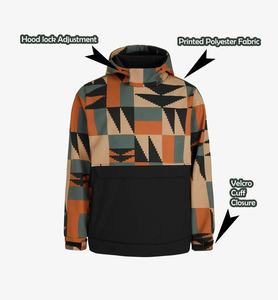 Blouson bomber pour homme à imprimé géométrique avec capuche amovible, coupe-vent, style streetwear, vêtement d'automne, coupe classique, fermeture éclair - Product Image 2