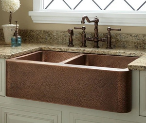 Fregadero de cocina de cobre con diseño floral en relieve, lavabo irregular de metal estilo rústico para encimera de cocina a precio mayorista económico - Product Image 6