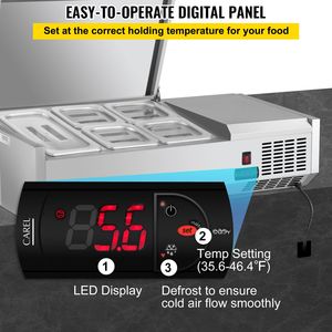 "40" <b>Electric</b> Sandwich/Salad Prep Table 7.8 Qt 150W 1 1/3 & 4 1/6 <b>Pans</b> Refrigerated Condiment Prep Station - Product Image 4