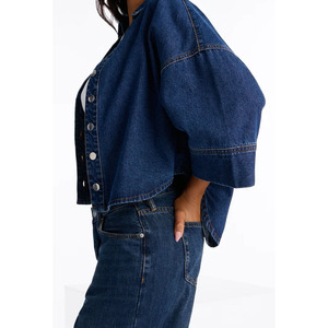 Women's Oversized Denim <b>Shirt</b> Long Sleeve Button Front Loose Fit Jean Tops Custom Twin City Wholesale Supplier Factory Fashion - Product Image 3