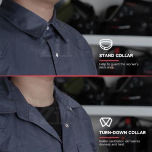 ZUNEZI Anti-Static Work <b>Shirt</b> Regular Fit Factory Workshop Safety Clothing Dark Blue Long Sleeve Heat Resistant 300-500C - Product Image 5