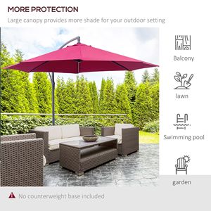 Ombrellone da Esterno da 3 Metri con Braccio Orientabile, Resistente ai Raggi UV e all'Acqua, per Cortili, Giardini e Ristoranti, Colore Rosso - Product Image 6