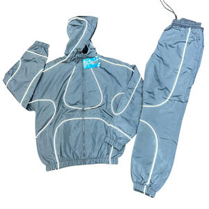 Ensemble de survêtement unisexe décontracté à capuche avec fermeture éclair 1/4, en nylon 2-en-1, respirant, écologique, séchage rapide, grande taille, couleur unie - Product Image 1