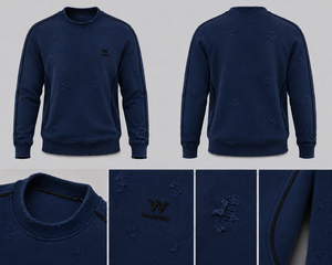 เสื้อสเวตเตอร์คอกลมผู้ชาย Warpro ผ้าถักเนื้อฝ้าย สวมใส่สบายๆ สำหรับฤดูใบไม้ร่วง ทรงปกติ โลโก้ปักด้านหน้า - Product Image 6